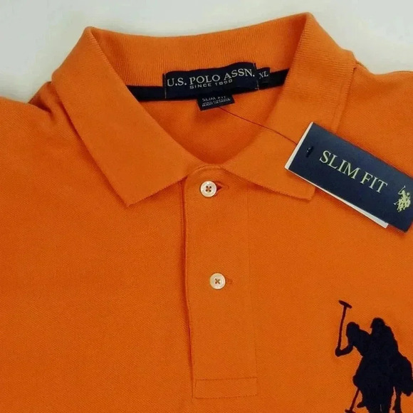 U.S. Polo Assn. XL Men's Orange Embroidered #3 Shoulder/Back Large Black Pony - Picture 10 of 11